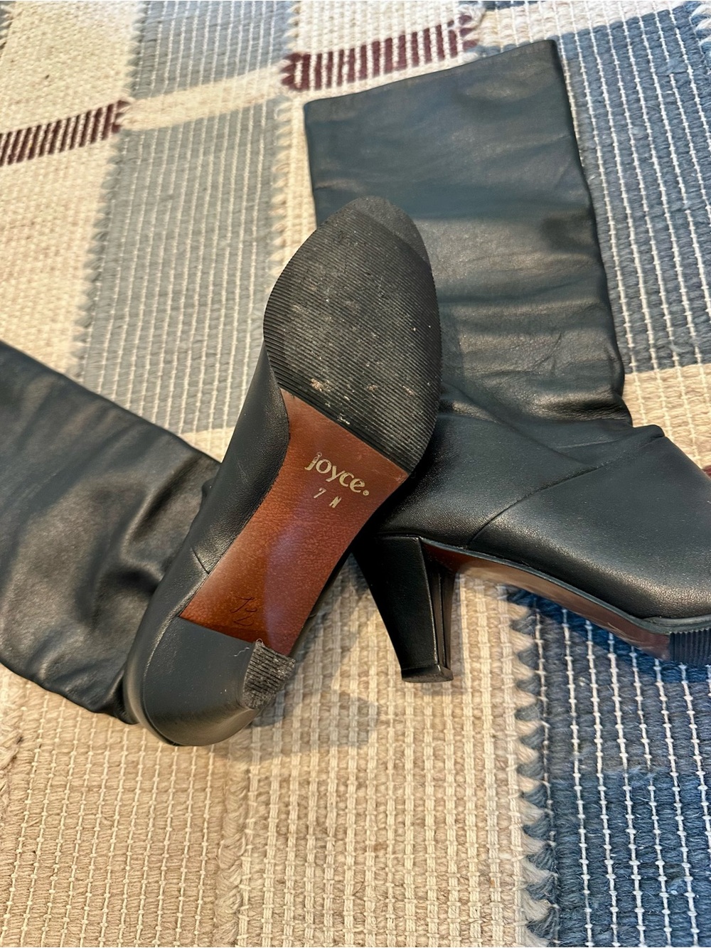 Vintage Joyce Black Leather Mid-Calf Boots - Picture 3 of 7